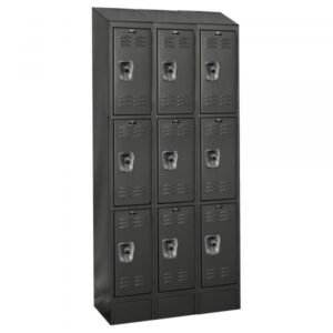 Hallowell URB3288-3ASB-ME Triple Tier ReadyBuilt Locker Sloped Top 84in H Black