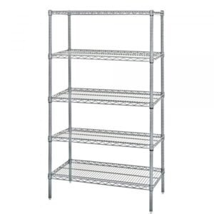 Quantum WR74-2142S-5 74in H Stainless Wire Add-On Unit (21in D x 42in W, 5-Shelf)