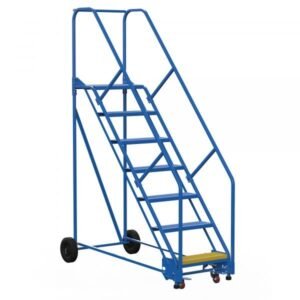 Vestil LAD-7-14-P-EZ 7-Step Perforated Steel Warehouse Ladder w/ Easy Roll (100" H)