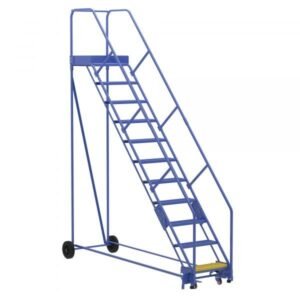 Vestil LAD-11-21-P-EZ 11-Step Perforated Warehouse Ladder w/ Easy Roll (140" H)