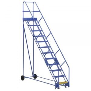 Vestil LAD-12-14-G-EZ 12-Step Grip Strut Warehouse Ladder w/ Easy Roll (156" H)