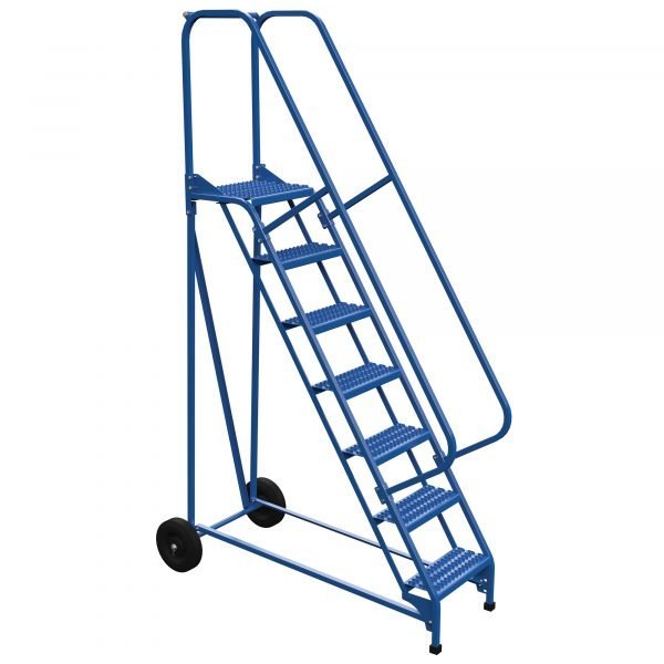 Vestil LAD-RAF-7-G 7-Step Grip Strut Roll-A-Fold Ladder (100" H)