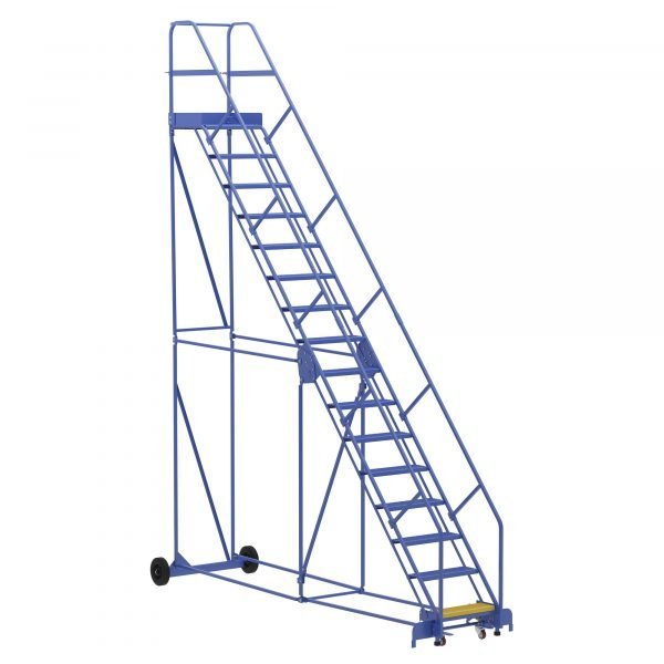 Vestil LAD-16-21-P-EZ 16-Step Perforated Warehouse Ladder w/ Easy Roll (196" H)