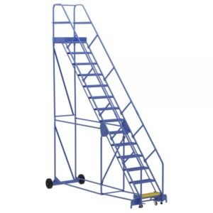 Vestil LAD-14-21-G-EZ 14-Step Grip Strut Warehouse Ladder w/ Easy Roll (176" H)