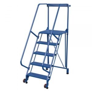 Vestil LAD-TRS-60-5-P 5-Step Perforated Tip-N-Roll Ladder (80" H, Wide Base)