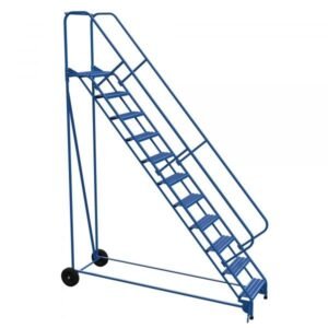Vestil LAD-RAF-11-24-G-EZ 11-Step Grip Strut Roll-A-Fold Ladder w/ Easy Roll (140" H)
