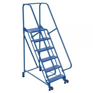Vestil LAD-TRN-60-6-P 6-Step Perforated Tip-N-Roll Ladder (90" H, Narrow Profile)