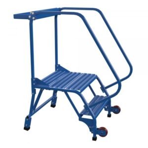 Vestil LAD-TRS-60-2-G 2-Step Grip Strut Tip-N-Roll Ladder (50" H, Wide Base)