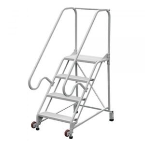 Vestil LAD-TRN-50-4-FDA 4-Step Grip Strut Tip-N-Roll Ladder FDA Compliant (70" H)