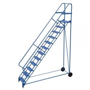 Vestil LAD-RAF-12-24-G-EZ 12-Step Grip Strut Roll-A-Fold Ladder w/ Easy Roll (156" H)