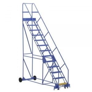 Vestil LAD-13-14-G-EZ 13-Step Grip Strut Warehouse Ladder w/ Easy Roll (166" H)