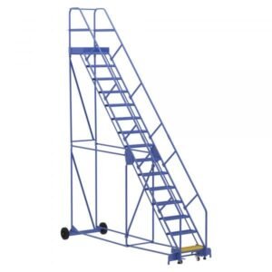 Vestil LAD-15-21-G-EZ 15-Step Grip Strut Warehouse Ladder w/ Easy Roll (186" H)