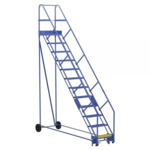 Vestil LAD-12-14-P-EZ 12-Step Perforated Warehouse Ladder w/ Easy Roll (156" H)