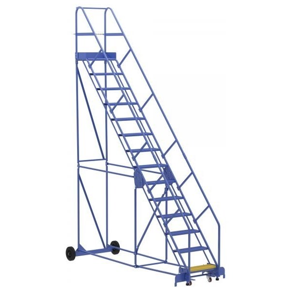 Vestil LAD-14-14-P-EZ 14-Step Perforated Warehouse Ladder w/ Easy Roll (176" H)