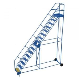 Vestil LAD-16-21-G-EZ 16-Step Grip Strut Warehouse Ladder w/ Easy Roll (196" H)