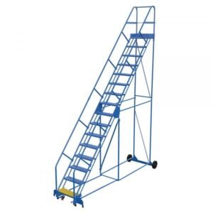 Vestil LAD-16-14-G-EZ 16-Step Grip Strut Warehouse Ladder w/ Easy Roll (196" H)