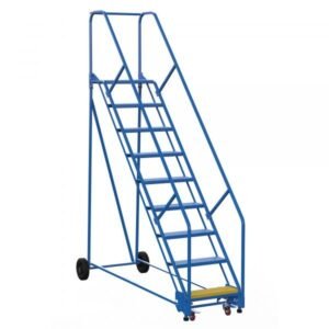 Vestil LAD-9-14-P-EZ 9-Step Perforated Steel Warehouse Ladder w/ Easy Roll (120" H)