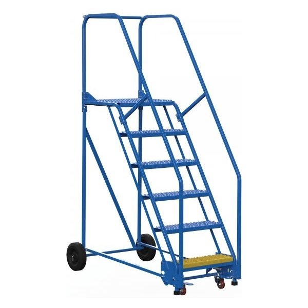Vestil LAD-6-21-G 6-Step Grip Strut Steel Warehouse Ladder (90" H)