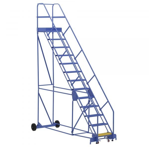 Vestil LAD-13-21-P-EZ 13-Step Perforated Warehouse Ladder w/ Easy Roll (166" H)