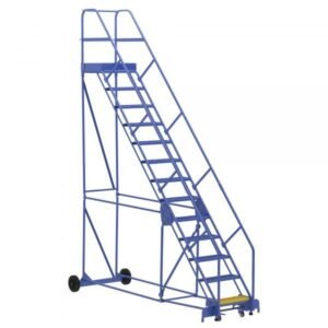 Vestil LAD-13-21-G-EZ 13-Step Grip Strut Warehouse Ladder w/ Easy Roll (166" H)