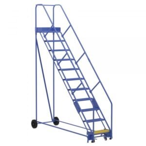 Vestil LAD-11-14-P-EZ 11-Step Perforated Warehouse Ladder w/ Easy Roll (140" H)