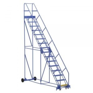 Vestil LAD-16-14-P-EZ 16-Step Perforated Warehouse Ladder w/ Easy Roll (196" H)