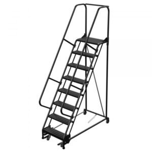 Vestil LAD-PW-26-8-G-ESD 8-Step Grip Strut Steel Warehouse Ladder (ESD Safe, 110" H)