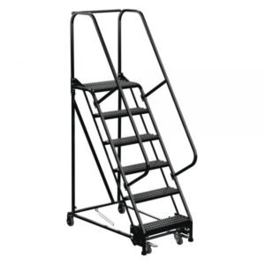 Vestil LAD-PW-26-6-G-ESD 6-Step Grip Strut Steel Warehouse Ladder (ESD Safe, 90" H)