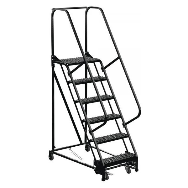 Vestil LAD-PW-26-6-G-ESD 6-Step Grip Strut Steel Warehouse Ladder (ESD Safe, 90" H)
