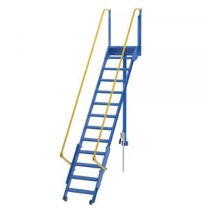 Vestil LAD-FM-120 Folding Steel Mezzanine Ladder (13 Steps, 151 in Height)