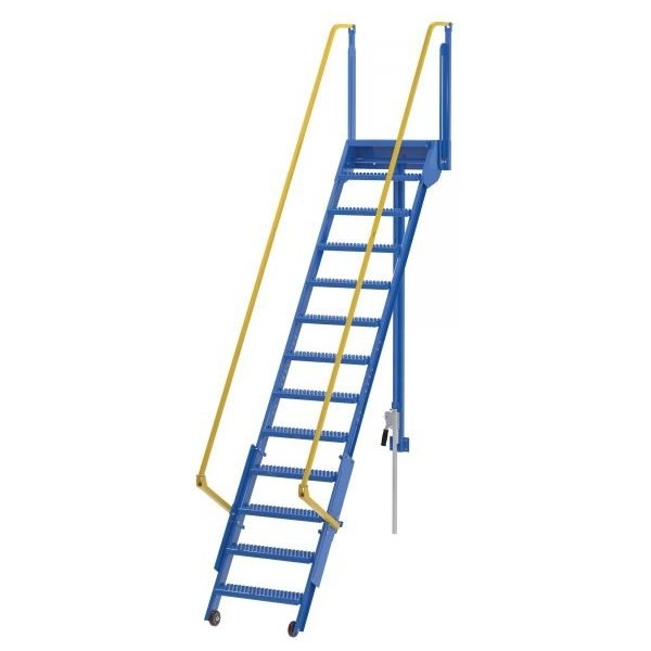 Vestil LAD-FM-120 Folding Steel Mezzanine Ladder (13 Steps, 151 in Height)
