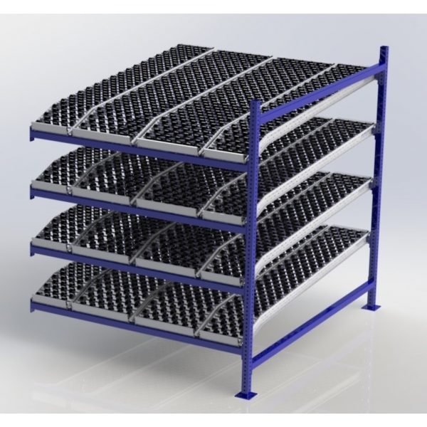 Unex CF99SKW60724-A 60in W x 72in D Gravity Flow Skatewheel Rack Adder Unit, 4-Tier