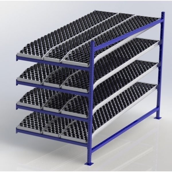 Unex CF99SKW48964-A 48in W x 96in D Gravity Flow Skatewheel Rack Adder Unit, 4-Tier