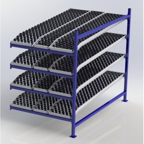 Unex CF99SKW48844-A 48in W x 84in D Gravity Flow Skatewheel Rack Adder Unit, 4-Tier