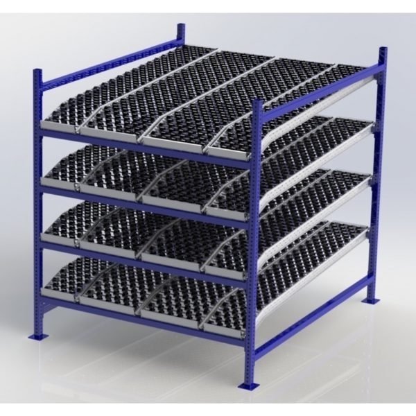 Unex CF99SKW60724-S 60in W x 72in D Gravity Flow Skatewheel Rack Starter Kit, 4-Tier