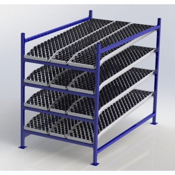 Unex CF99SKW48844-S 48in W x 84in D Gravity Flow Skatewheel Rack Starter Kit, 4-Tier