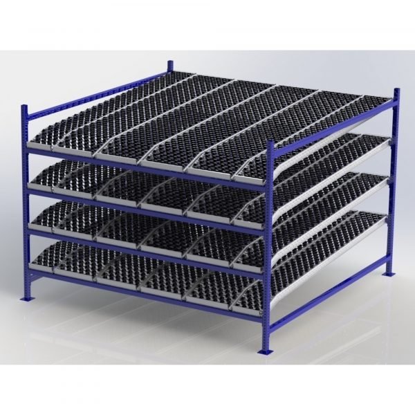 Unex CF99SKW96964-S 96in x 96in Gravity Flow Skatewheel Rack Starter Kit, 4-Tier