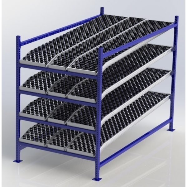 Unex CF99SKW48964-S 48in W x 96in D Gravity Flow Skatewheel Rack Starter Kit, 4-Tier