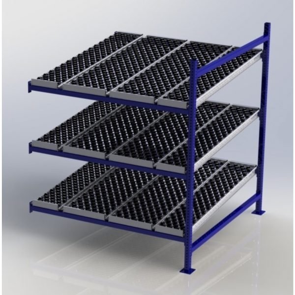 Unex CF99SW60603-A 60in x 60in Gravity Flow Skatewheel Rack Adder Unit, 3-Tier