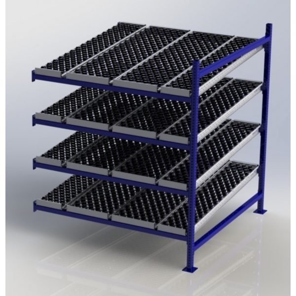 Unex CF99SW60604-A 60in x 60in Gravity Flow Skatewheel Rack Adder Unit, 4-Tier