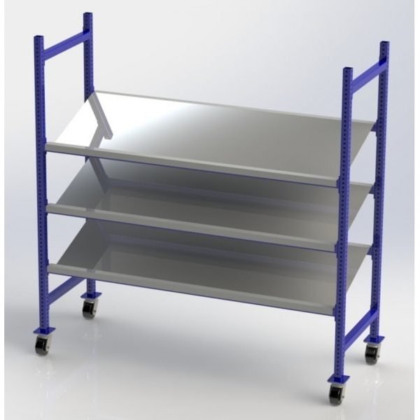 Unex MCFTPS76283 76in W Mobile Gravity Flow Rack (3-Tier, 28in Deep)