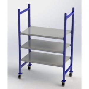 Unex MCFFS52283 52in W Mobile Wheeled Flat Steel Shelf Unit (3-Tier, 28in Deep)