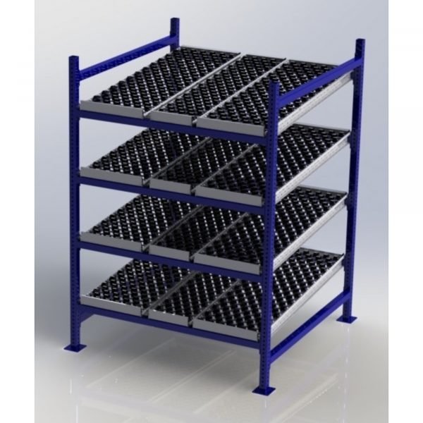Unex CF99SW48484-S 48in x 48in Gravity Flow Skatewheel Rack Starter Kit, 4-Tier