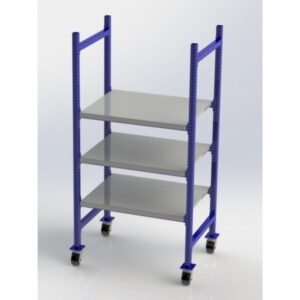 Unex MCFFS40283 36in W Mobile Wheeled Flat Steel Shelf Unit (3-Tier, 28in Deep)