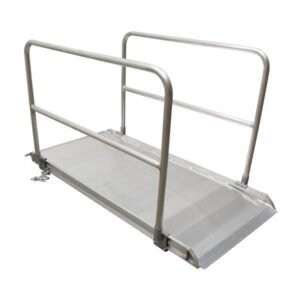 Vestil AWR-38-7A-HR 84in Aluminum Walk Ramp w/ Handrails, 2800 Lb Capacity