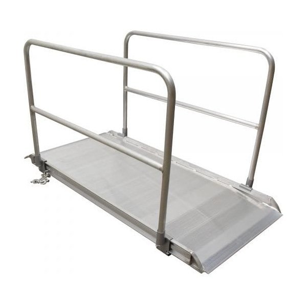 Vestil AWR-38-7A-HR 84in Aluminum Walk Ramp w/ Handrails, 2800 Lb Capacity
