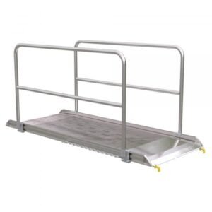 Vestil AWR-38-8B-HR 96in Aluminum Walk Ramp w/ Handrails, 2500 Lb Capacity