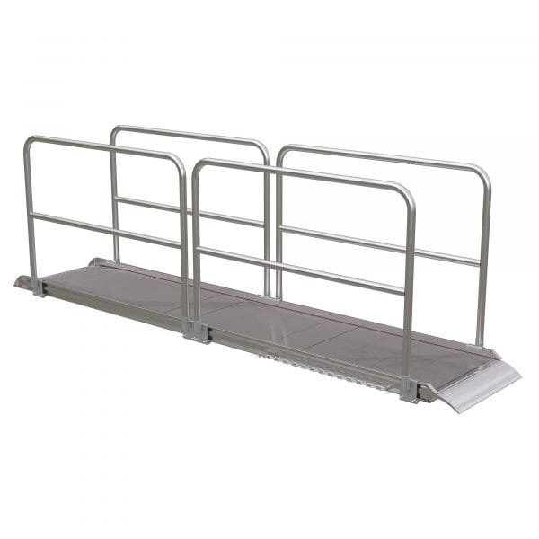 Vestil AWR-28-12A-HR 144in Aluminum Walk Ramp w/ Handrails 1900 Lb Cap.