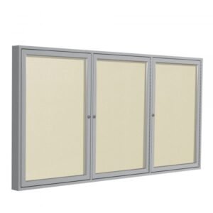 Ghent PA34896VX 48in x 96in 3-Door Enclosed Bulletin Board Vinyl Ivory