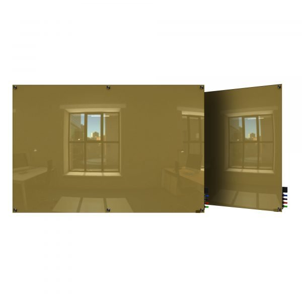 Ghent HMYSM46BG 4ft x 6ft Magnetic Glass Whiteboard Beige Square Corners